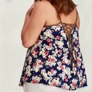 Torrid Sleeveless Pullover Lace Up Challis Swing Tank Top-Size 0 (Large-Sz‎ 12)